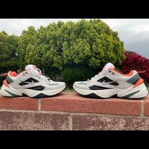 NIKE M2K TEKNO MENS LIGHT BONE/METALLIC SILVER/ORANGE ATHLETIC SNEAKERS SIZE 12